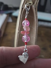 Cherry Glass Heart Zipper Pull Charm