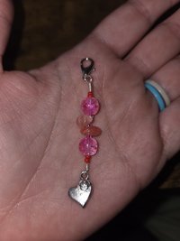 Cherry Glass Heart Zipper Pull Charm