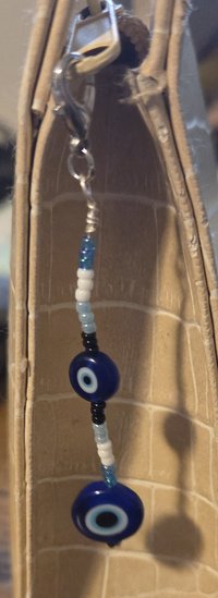 Cobalt Blue Evil Eye Protective Talisman Zipper Pull