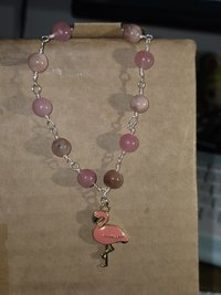 Flamingo and gemstone wire wrapped jewelry set