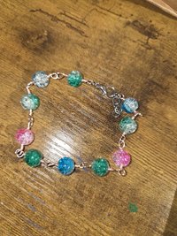 Fire cracked glass wire wrapped jewelry set