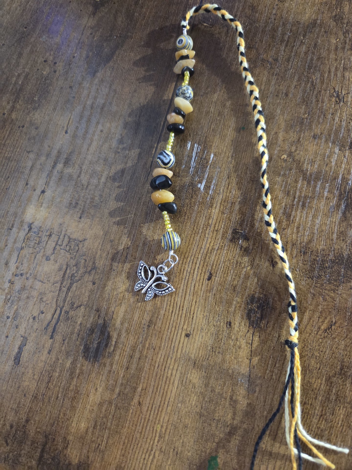 Bumblebee Tiger Artisan Woven Gemstone Bookmark