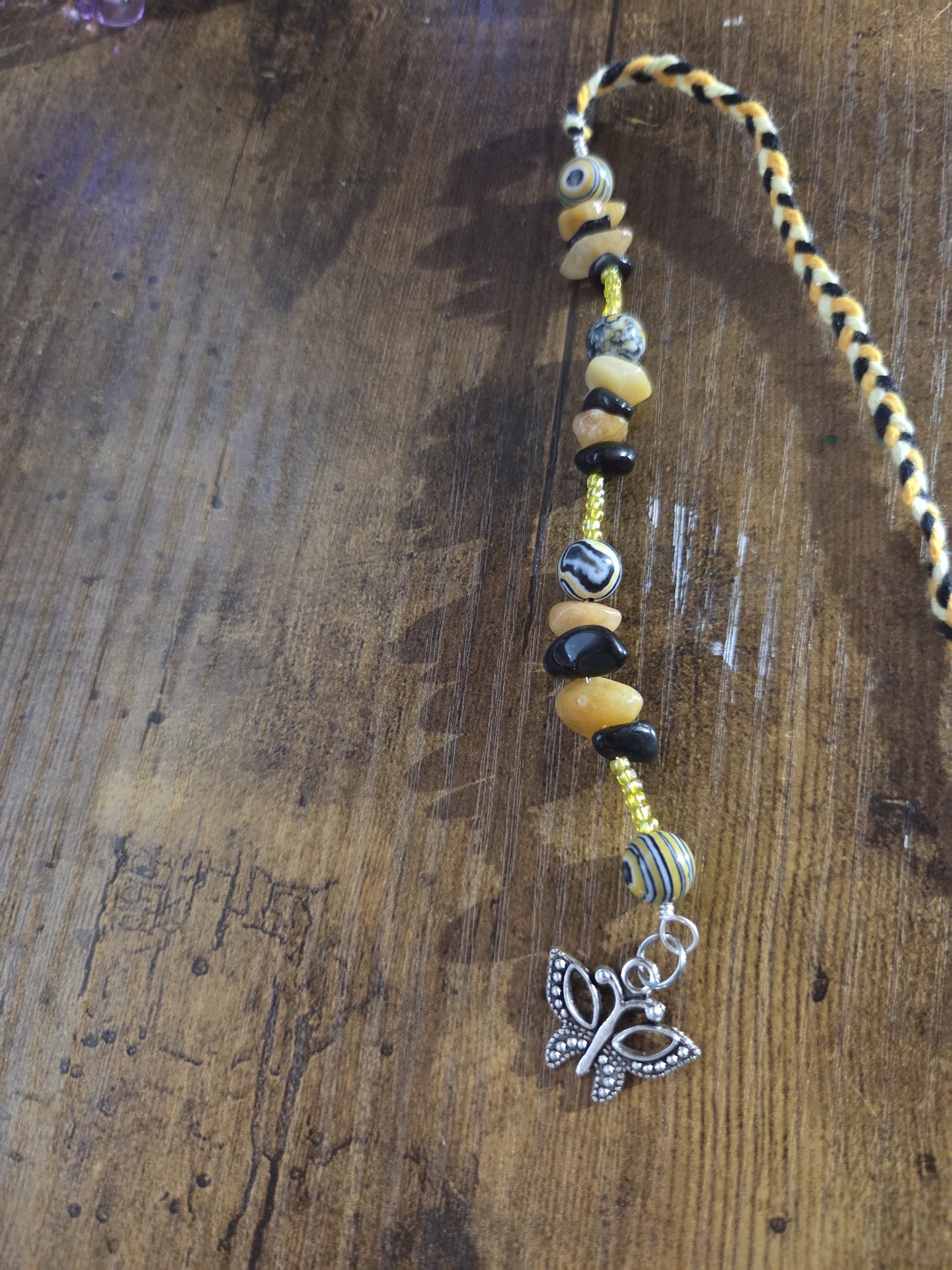Bumblebee Tiger Artisan Woven Gemstone Bookmark