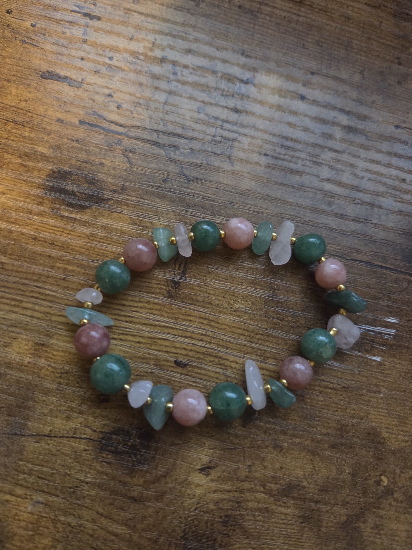 Pixie Hollow Natural Moss Aventurine & Moonstone Stretch Stacker