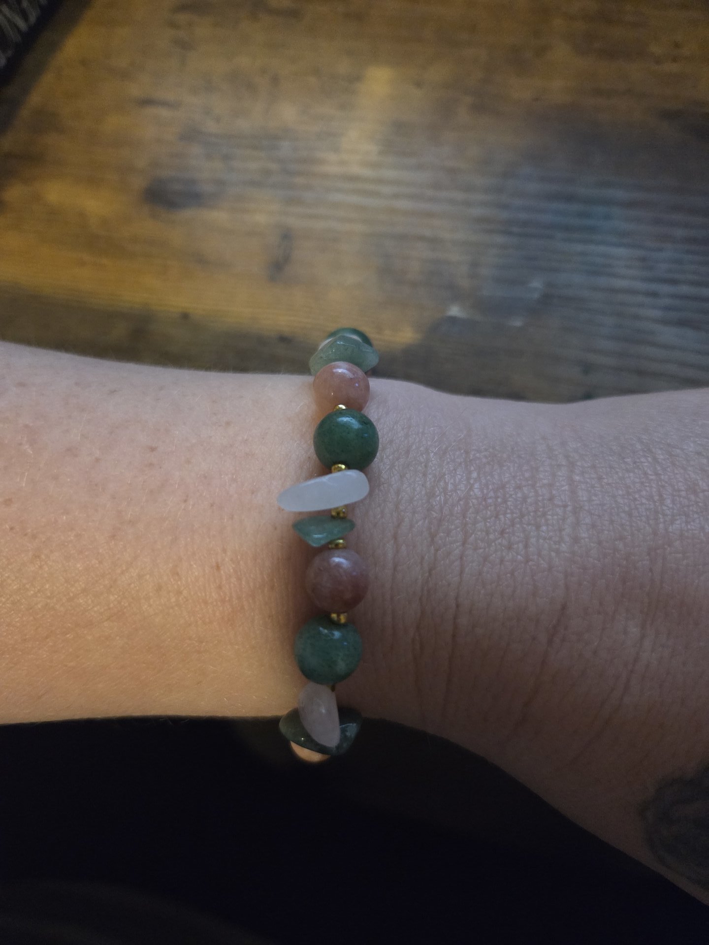 Pixie Hollow Natural Moss Aventurine & Moonstone Stretch Stacker
