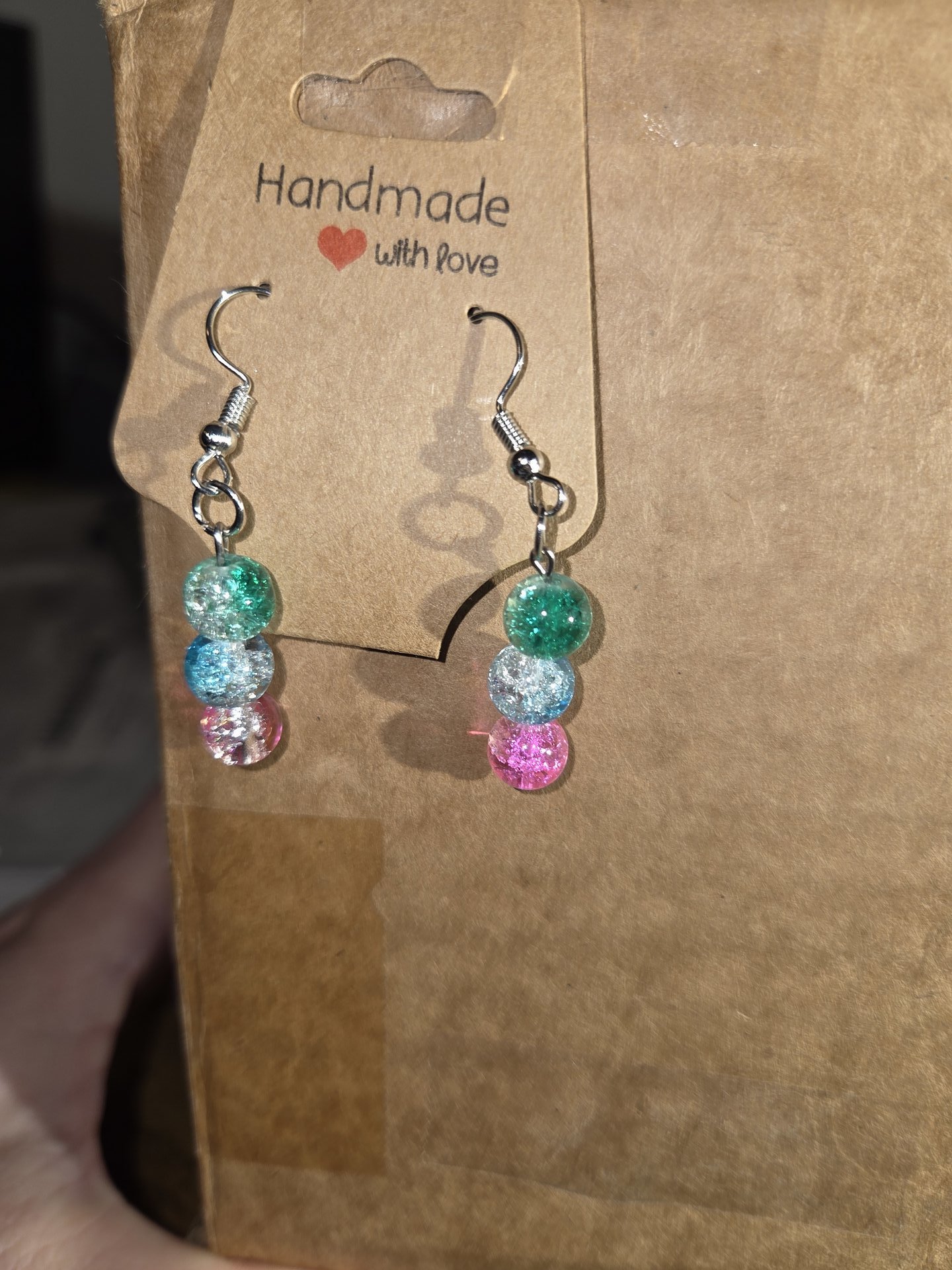 Fire cracked glass wire wrapped jewelry set