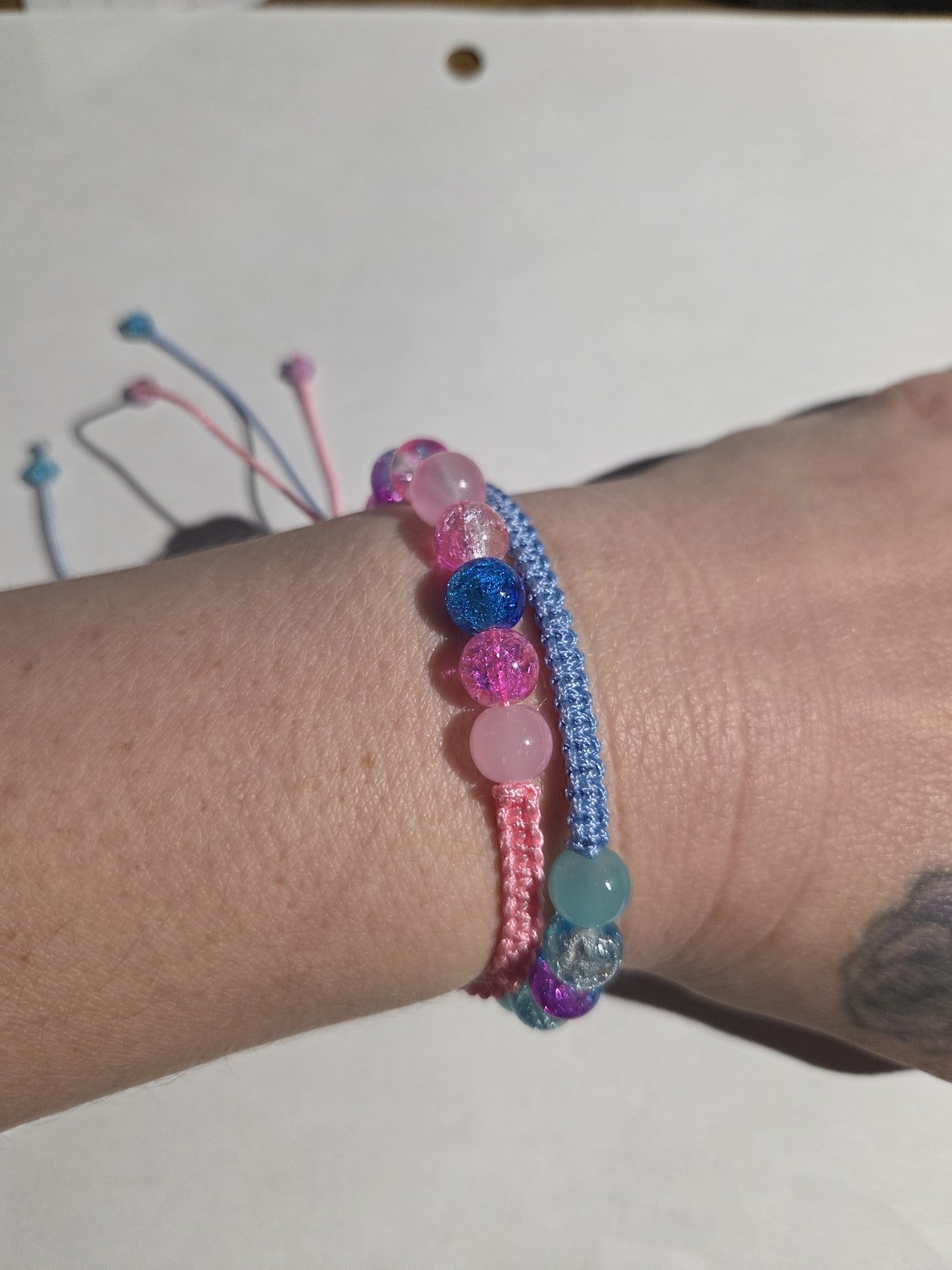 Pink & Blue Harmony Macramé Bracelet
