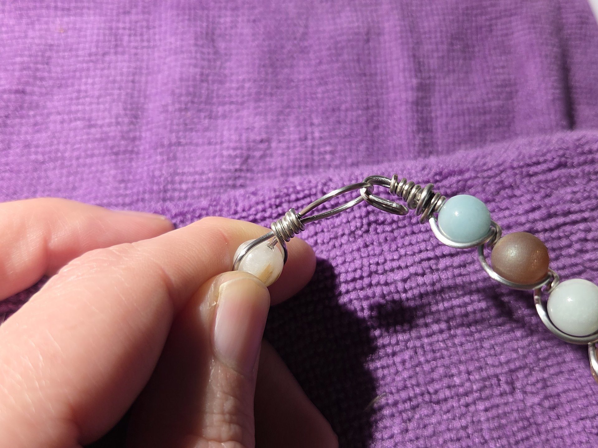 Earth and Sky Wire Wrapped Bracelet